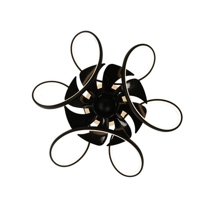 DC2203- 22" Black/Gold/Brown Low Profile Flush Mounted Ceiling Fan, with LED Light Kit Included and Remote