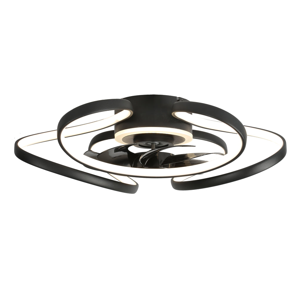 22 Inch Modern Smart Flush Mount Ceiling Fan with LED Lights and Remote, 6 Speeds DC Motor Bladeless Ceiling Fan for Low Profile