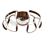 20 Inch Gold/Brown Irregular Flush Mount Ceiling Fan with LED Light and Remote, 6 Speeds DC Motor Reversible Bladeless Ceiling Fan