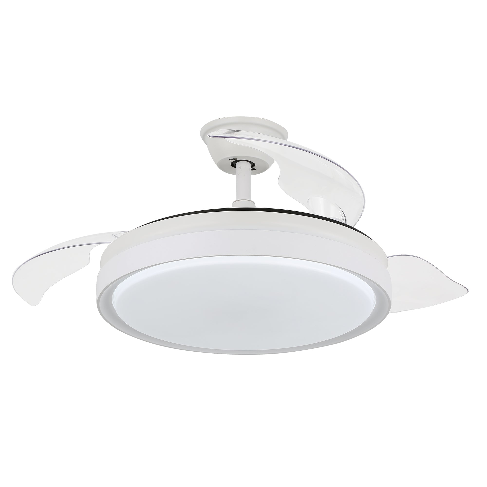 DC4205-BellaDepot 42" Black/Gold/White Finish Retractable Ceiling Fan with Remote and LED Light Kit Included, CCT Dimmable Ceiling Fan