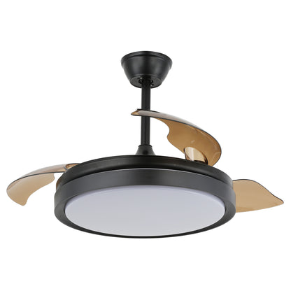 DC4205-42" CCT Dimmable Retractable Gold/Black/White Color Ceiling Fan, with Remote and LED Light Kit Included, DC Motor, 6 Speeds