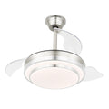36 Inch Chrome Modern Retractable Ceiling Fan with LED Light and Remote, 6 Speeds DC Motor Bladeless Fandelier Ceiling Fan