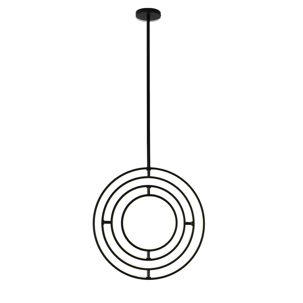 19.7 Inch Modern Round LED Chandelier with DIY Shade, Black Industrial Pendant Light Height Adjustable