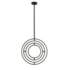 19.7 Inch Modern Round LED Chandelier with DIY Shade, Black Industrial Pendant Light Height Adjustable