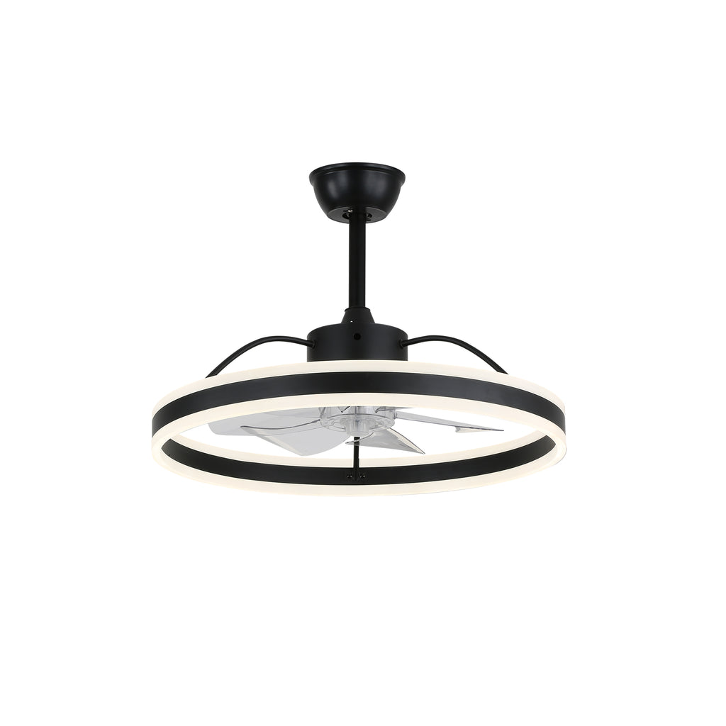 24 Inch Black/Gold/White/Coffee Modern Smart LED Ceiling Fan with Light and Remote, 6 Speeds DC Motor Fandelier Ceiling Fan