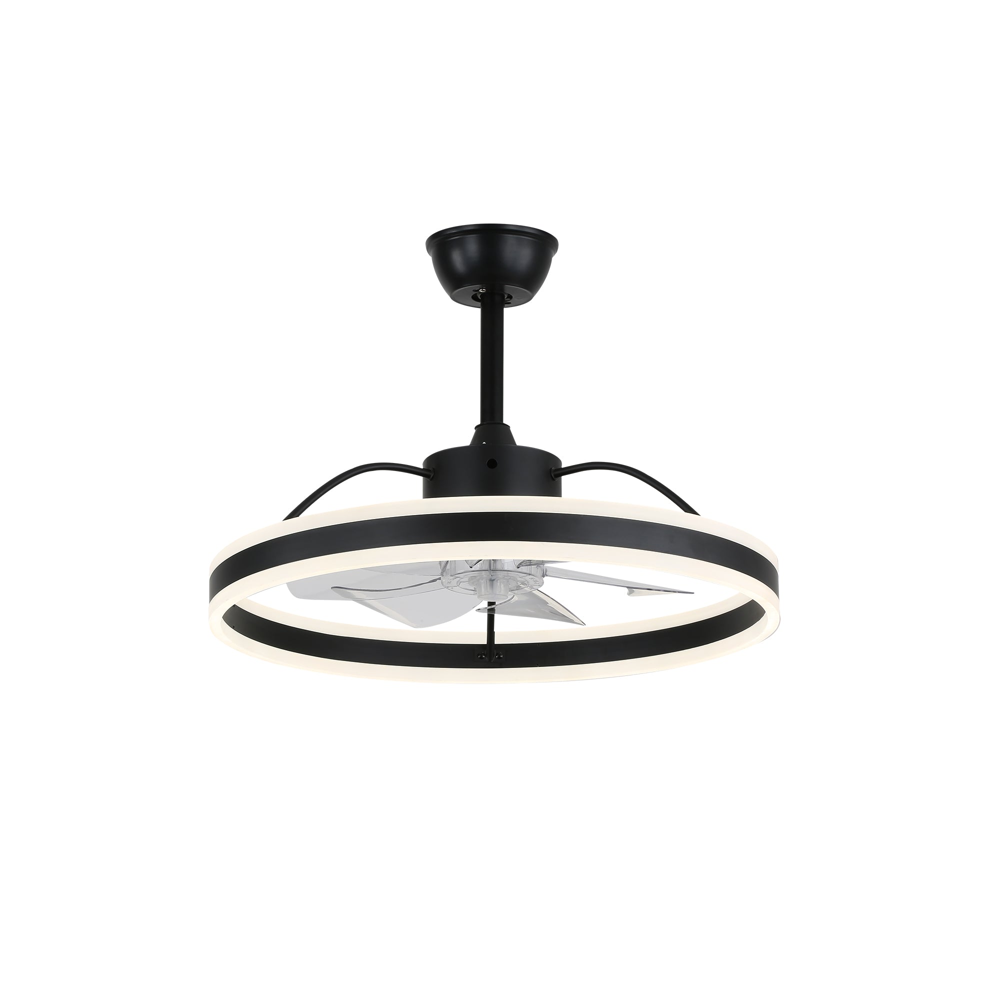 24 Inch Black/Gold/White/Coffee Modern Smart LED Ceiling Fan with Light and Remote, 6 Speeds DC Motor Fandelier Ceiling Fan