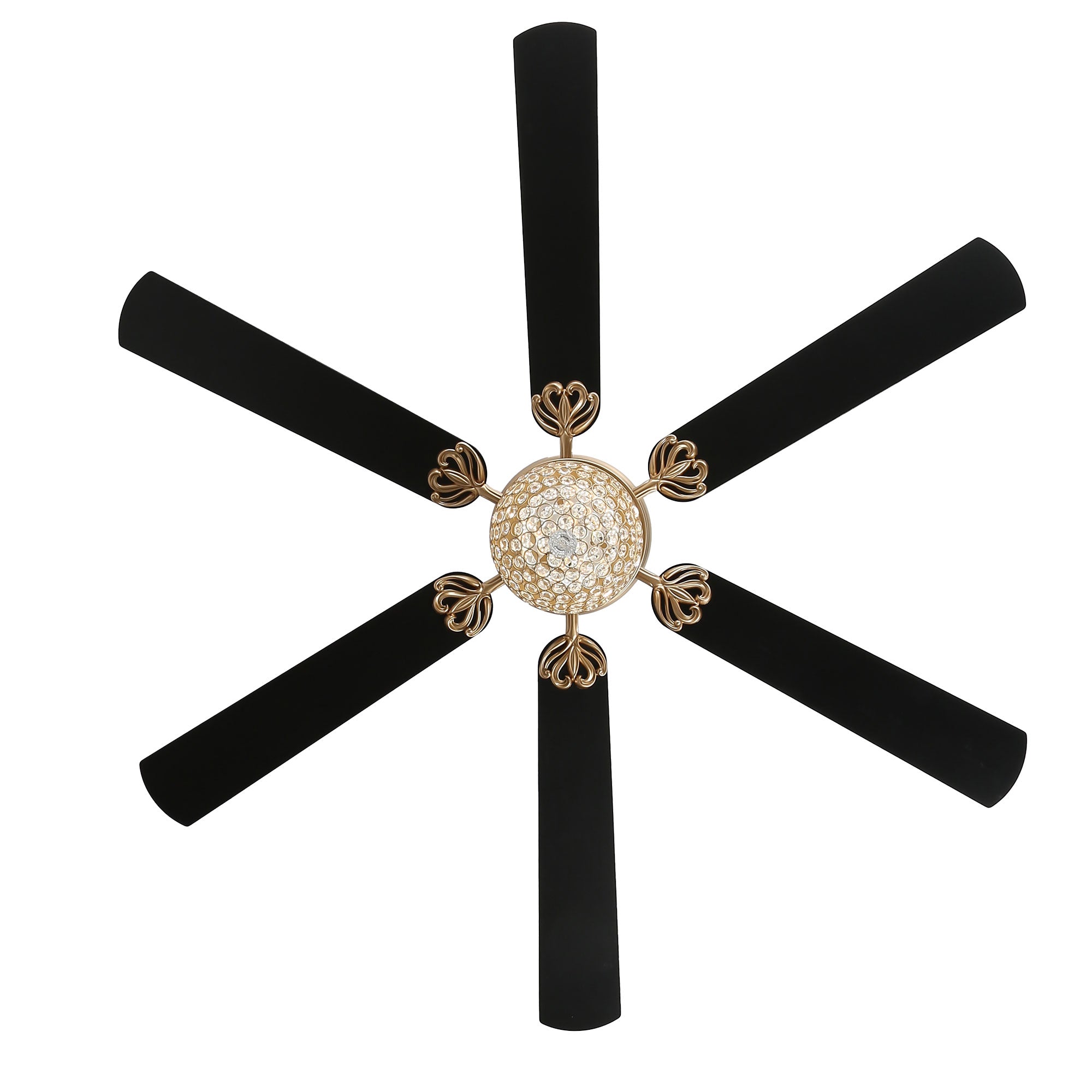65 Inch Black/Chrome Modern Glam Crystal Ceiling Fan with Dimmable LED Light and Remote, 6 Speeds DC Motor Ceiling Fan with Crystals