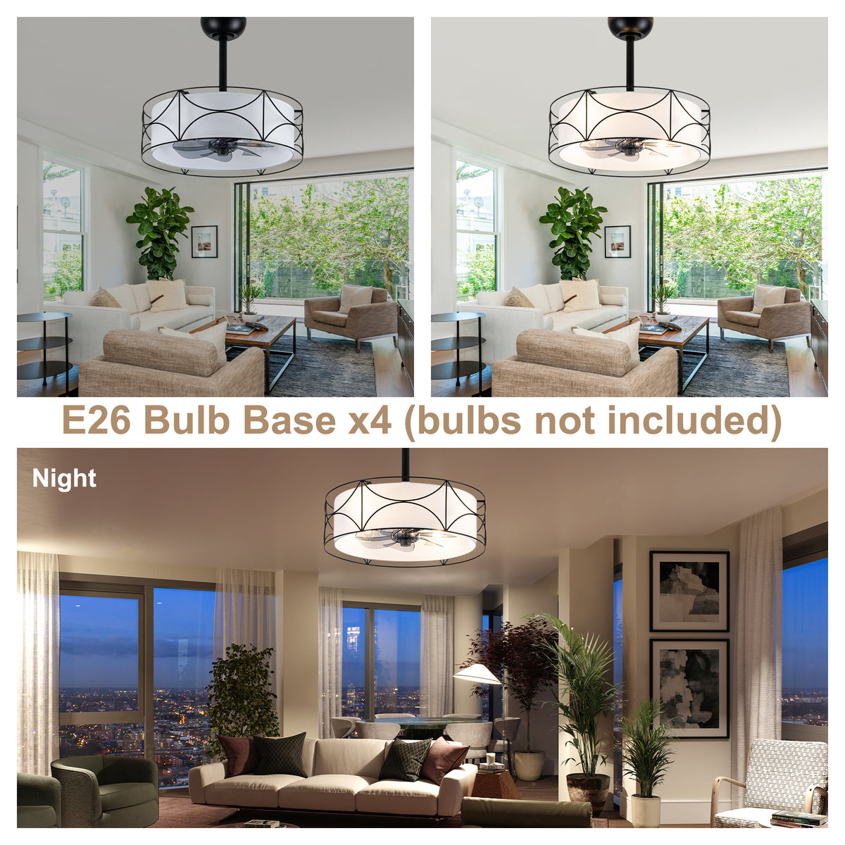 Bohemia Style 20 Inch Caged Retractable Ceiling Fan with Light Quiet Reversible DC Motor 6 Speed Timer Remote Control Ceiling Fan Adjustable Down Rods Ceiling Fan Suit for Kitchen, Bedroom,Living Room