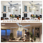 BD2064-BellaDepot 52" Silver Finish Deluxe Crystal Reversible Ceiling Fan with 3 Lights and Remote