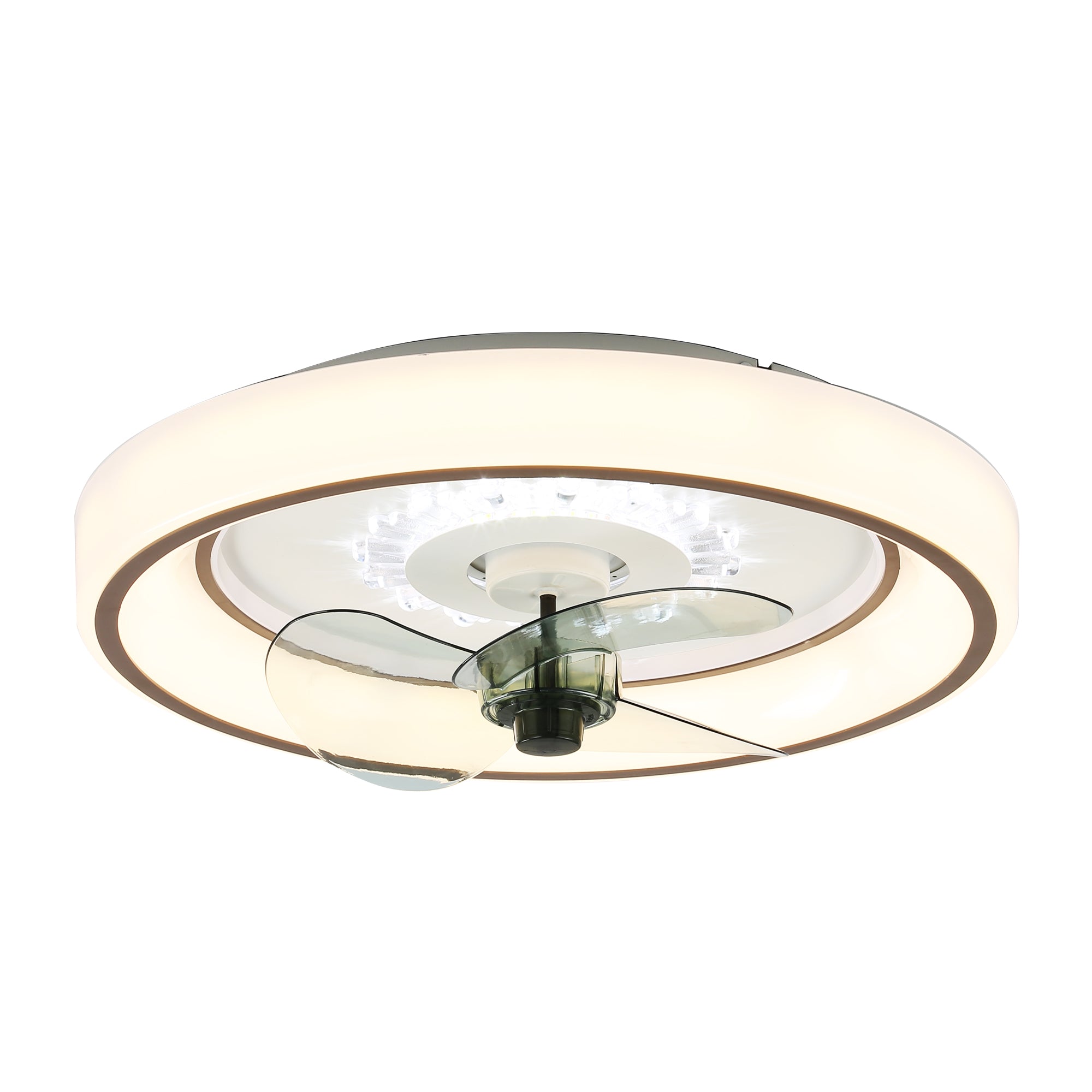 DC2011-BellaDepot 18.5" Urban Modern Flush Mount Reversible Ceiling Fan with LED Light Kit Included and Remote