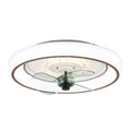 19 Inch White Modern Flush Mount Ceiling Fan with LED Light and Remote, 6 Speeds DC Motor Reeversible Bladeless Low Profile Ceiling Fan
