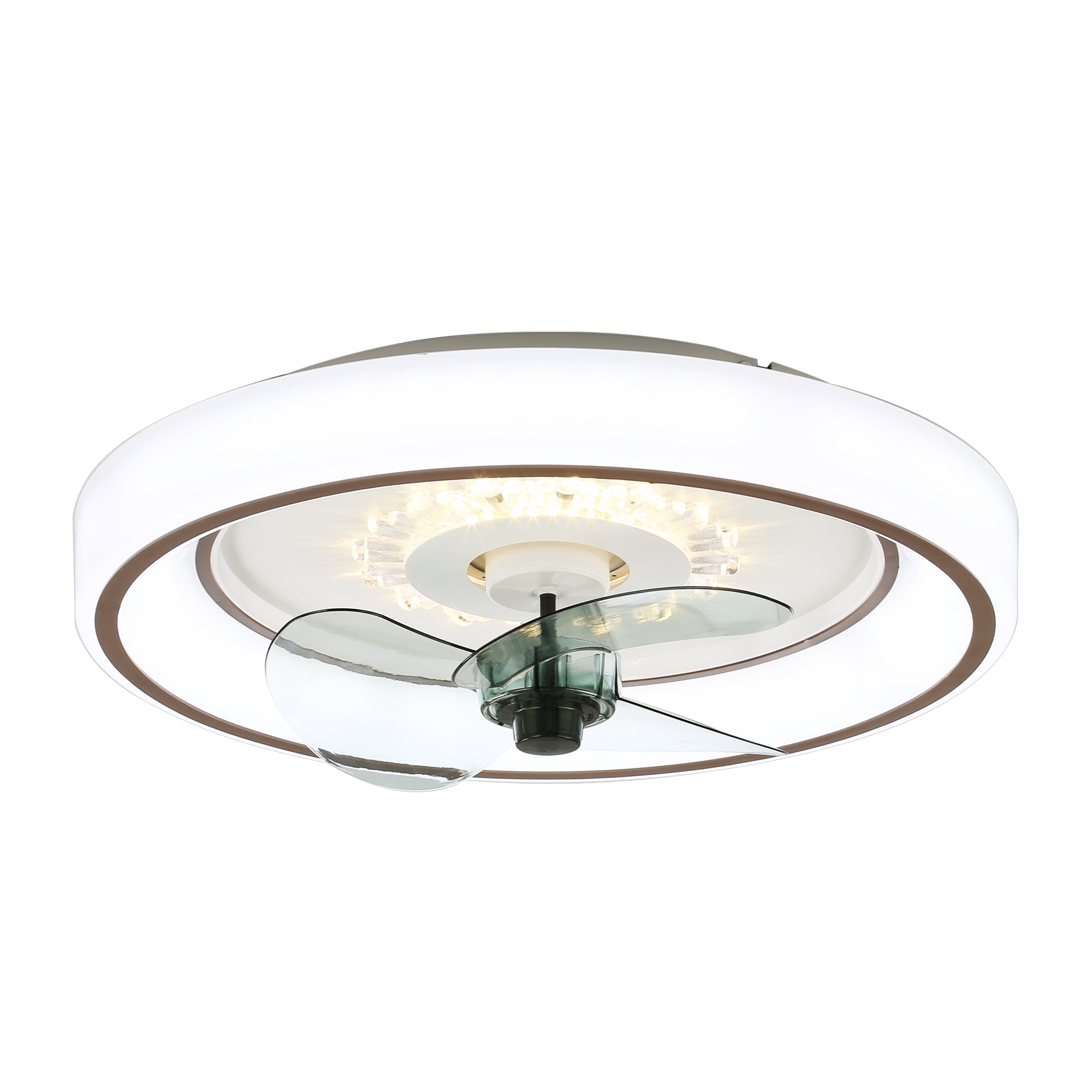 DC2011-BellaDepot 18.5" Urban Modern Flush Mount Reversible Ceiling Fan with LED Light Kit Included and Remote