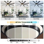 72 Inch Modern Ceiling Fan with LED Light and Remote Control, 6 Speeds DC Motor Reversible Large Ceiling Fan for Living Room