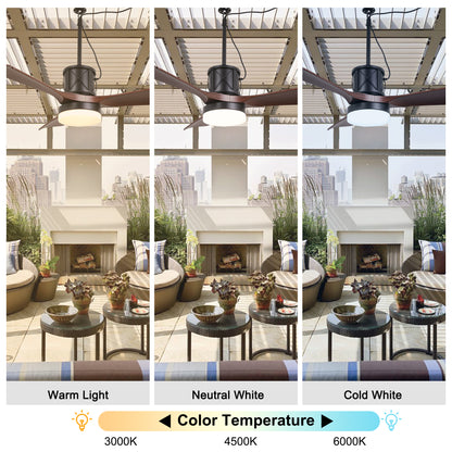 HW4202-GED-BellaDepot 24" Outdoor Modern Farmhouse LED Ceiling Fan with Remote Control, Plug in Ceiling Fan
