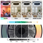 19 Inch Modern Smart Flush Mount Ceiling Fan with Dimmable LED Light and Remote, 6 Speeds DC Motor Bladeless Ceiling Fan for Low Profile with RGB Light