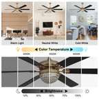 65 Inch Black/Chrome Modern Glam Crystal Ceiling Fan with Dimmable LED Light and Remote, 6 Speeds DC Motor Ceiling Fan with Crystals