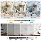 21 Inch Outdoor Waterproof Ceiling Fan with LED Light and Remote & APP Control, 6-Speed Reversible DC Motor Plug-in Ceiling Fan for Patio