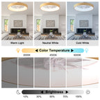 20 Inch Modern Smart Flush Mount Ceiling Fan with Dimmable LED Light, 6-Speed DC Motor Bladeless Ceiling Fan with Remote
