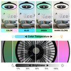23 Inch Modern Smart Bladeless Ceiling Fan with Dimmable RGB LED Light and Remote,6 Speeds Flush Mount Ceiling Fan for Bedroom