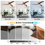 Farmhouse 52 Inch Flush Mount Ceiling Fan with LED Light Quiet DC Motor Ceiling Fan with Light 6-Speed Remote Control Ceiling Fan with Light Suit for Bedrooms, Living Rooms, Kitchens