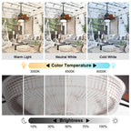 21 Inch Outdoor Caged Ceiling Fan with LED Light and Remote & APP Control, 6-Speed Reversible Modern Waterproof Industrial Ceiling Fan for Patio