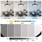 42 Inch Black/Gold/White Modern Retractable Ceiling Fan with LED Light and Remote, 6 Speeds DC Motor Bladeless Ceiling Fan for Bedroom