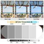 42 Inch Modern Farmhouse Smart Outdoor Ceiling Fan with Dimmable LED and Remote, 6-Speed 3-Blade Waterproof Ceiling Fans Plug In Outside Patio Fan
