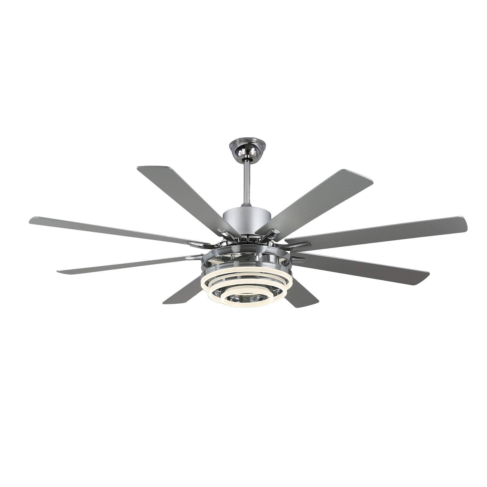 DC7205-BellaDepot 72" 8 Blades Gold/Black/Silver Finish Modern Urban Reversible Ceiling Fan with Remote and LED Light Kit Included, Large Size Dimmable Ceiling Fan