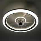 19 Inch Modern Flush Mount Ceiling Fan with LED Light and Remote, 6 Speeds DC Motor Reversible Bladeless Ceiling Fan for Bedroom