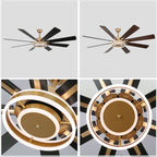 72 Inch Black/Gold/Chrome 8-Blade Modern Extra Large Ceiling Fan with LED Light and Remote, 6 Speeds DC Motor Reversible Ceiling Fan