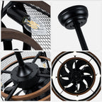 20 Inch Farmhouse Industrial Cage Ceiling Fan with Light and Remote, 6-Speed Reversible DC Motor Fandelier Bladeless Ceiling Fan