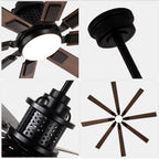 80 Inch Black Industrial Extra Large Ceiling Fan with LED Light and Remote, 6 Speeds DC Motor Reversible Ceiling Fan for Large Room