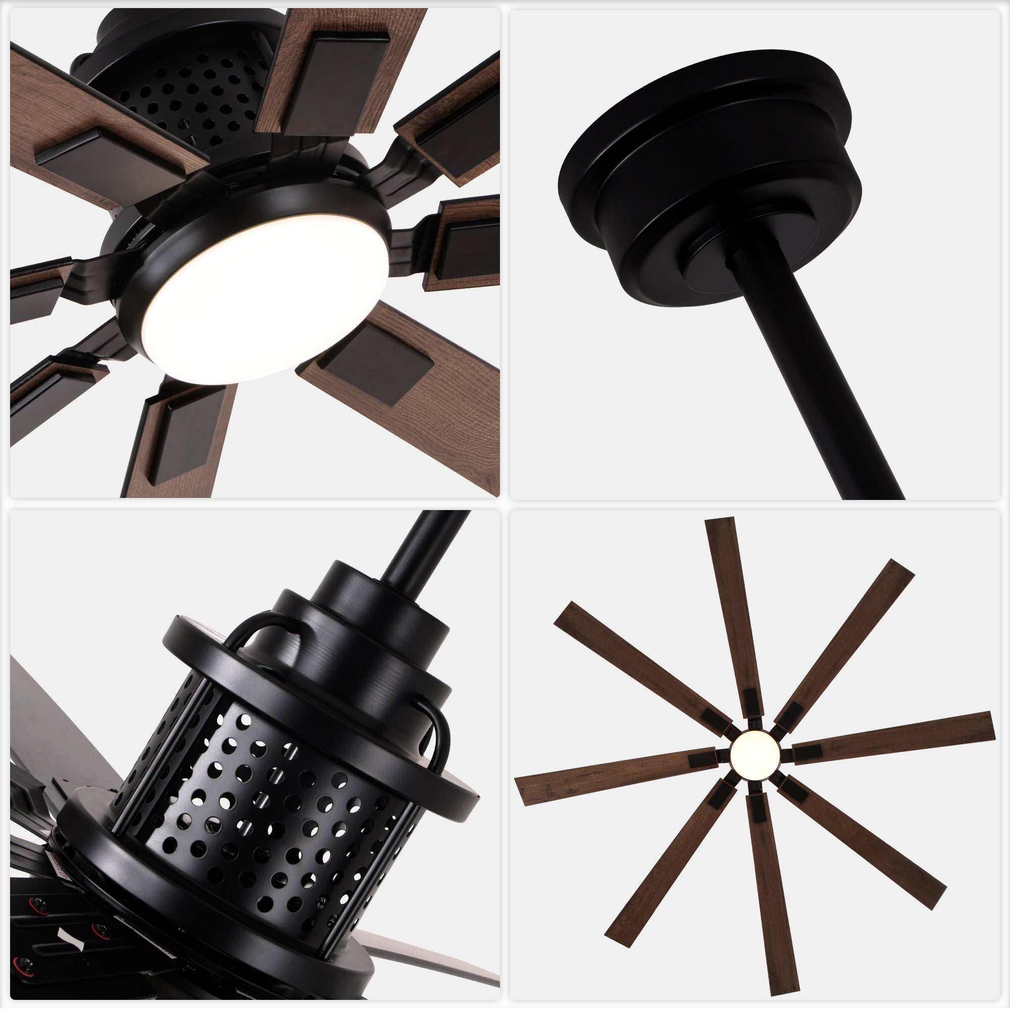 80 Inch Black Industrial Extra Large Ceiling Fan with LED Light and Remote, 6 Speeds DC Motor Reversible Ceiling Fan for Large Room