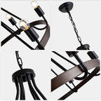 6 - Light Black Farmhouse Small Wagon Wheel Chandelier, 28" Round Chandelier Foyer Chandeliers with Height Adjustable
