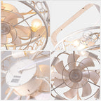 DC2036-BellaDepot 23" Metal Caged Ceiling Fan with Remote Control, Wall Mounted or Ceiling Mounted Fan with Bulb Base