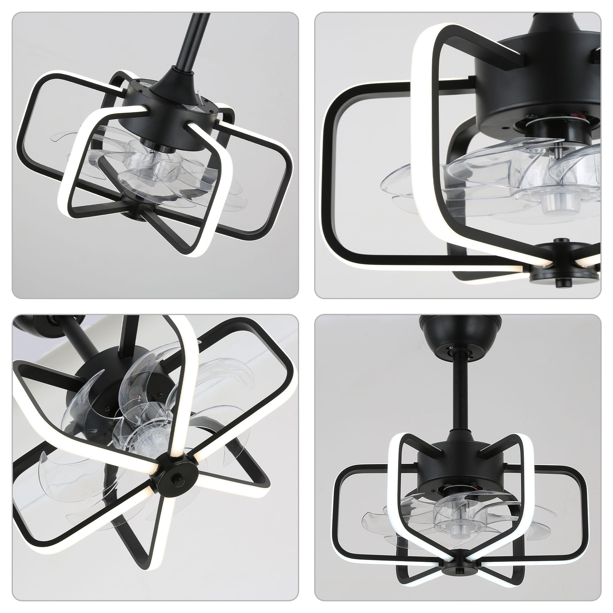 DC1815-BellaDepot 17.7" Modern Reversible Ceiling Fan with Remote and Dimmable LED Light Kit Included