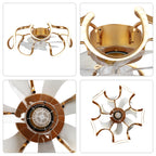 20 Inch Gold/Brown Irregular Flush Mount Ceiling Fan with LED Light and Remote, 6 Speeds DC Motor Reversible Bladeless Ceiling Fan