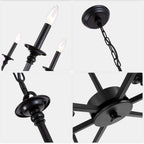 6-Light Black Classic/Traditional Chandelier, Farmhouse Candle Style Chandelier Dining Room Light Fixtures