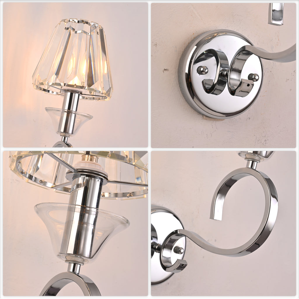 FC4105-1 Light Chrome Finish Luxury Crystal Wall Sconce