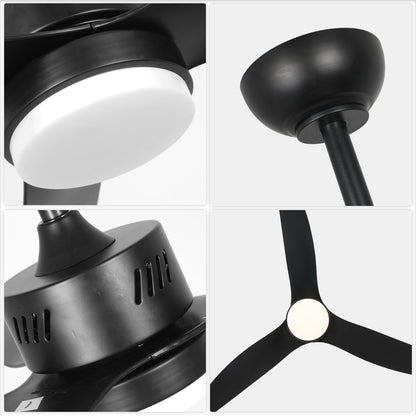 DC4602GED-46" 3 Blades Simple Modern Reversible Ceiling Fan with Remote and LED Light Kit Included, 6-speed Dimmable Ceiling Fan