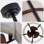 20 Inch Farmhouse Drum Caged Ceiling Fan with Lights and Remote APP Control, 6 Speeds DC Motor Reversible Fandelier Ceiling Fan for Bedroom