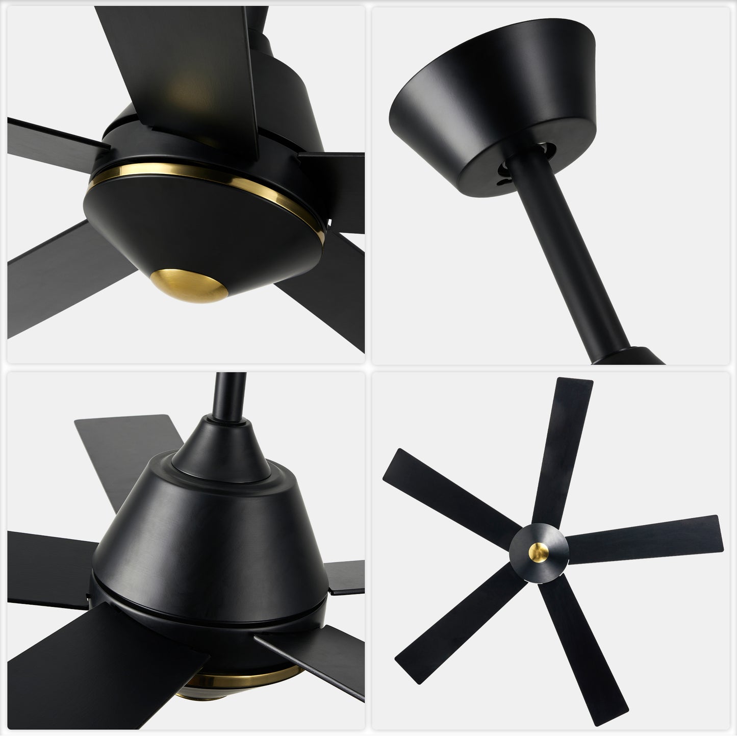 HWJ5219-52" 5 Wooden Blades Modern Reversible Ceiling Fan with Remote and LED Lights, Large Size 6-speed Ceiling Fan