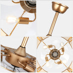19 Inch Modern Ceiling Fan with Fabric Shade, 6-Speed DC Motor Bladeless Ceiling Fan with Lights and Remote Control for Bedroom