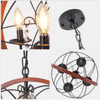 4-Light Crystal Sphere Chandelier, 16.5" Orb Globe Chandelier with Wood Grain Ring, Modern Crystal Chandeliers for Entryway