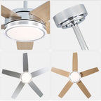 52 Inch Modern Black/Chrome Ceiling Fan with Dimmable LED Lights and Remote Control, 6 Speeds DC Motor Reversible Ceiling Fan for Large Room