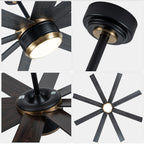 72 Inches Extra Large Ceiling Fan with Dimmable LED Light and Remote, 6 Speeds DC Motor Black Ceiling Fan 8-Blade Reversible Ceiling Fan for Large Room