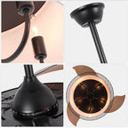 42 Inch Farmhouse Retractable Ceiling Fan with Lights and Remote Control, 6 Speeds DC Motor Bladeless Ceiling Fan for Bedroom