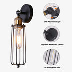 1 - Light Black Industrial Wall Sconces with Adjustable Angle, Modern Wall Light for Hallway