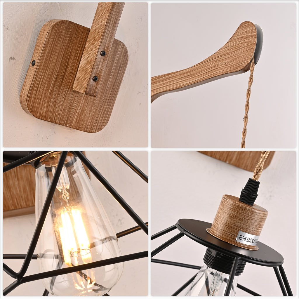 1 - Light Farmhouse Industrial Swing Arm Sconce, Adjustable Arm Wall Sconce Wall Light