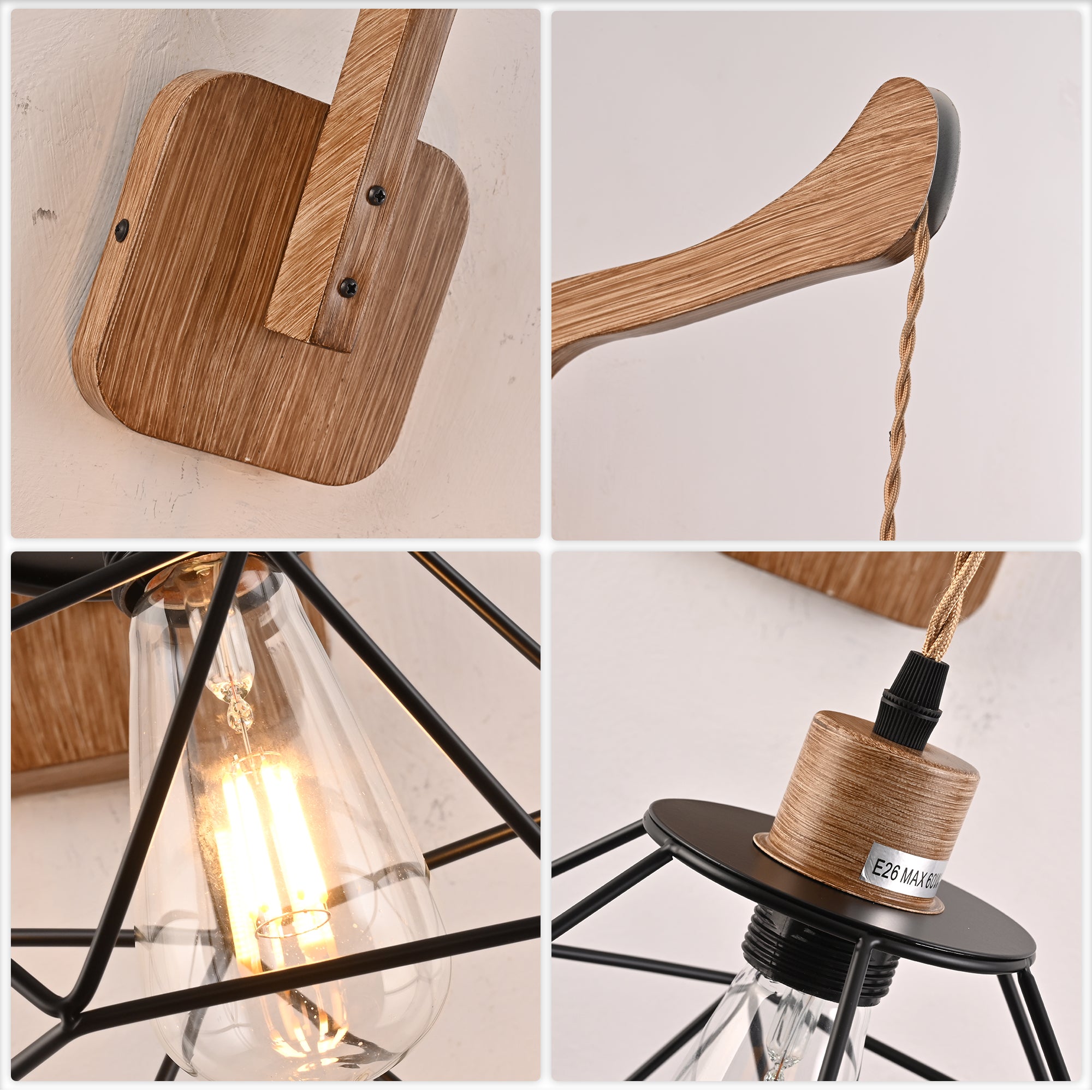 1 - Light Farmhouse Industrial Swing Arm Sconce, Adjustable Arm Wall Sconce Wall Light